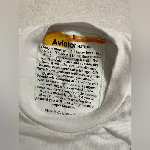 Aviator Nation  Bolt 2 Cropped Sweatshirt White with Black Bolt Size S