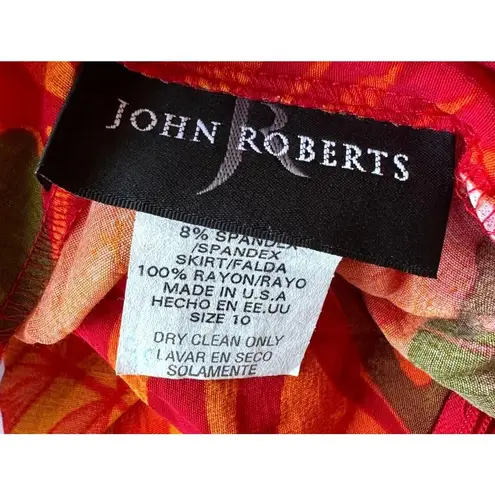 VTG John Roberts Faux Wrap Skirt Size 10 Maxi Tropical Zip Ties Swimsuit…