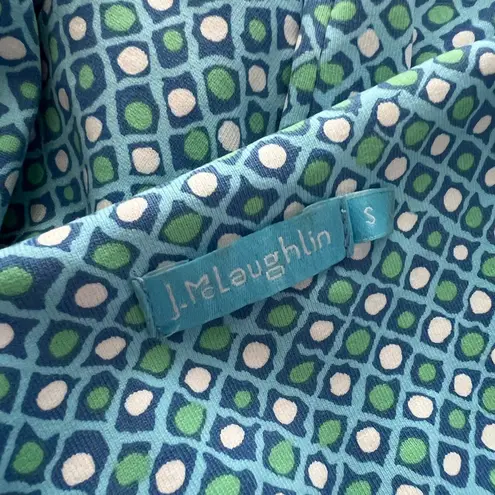 J. McLaughlin JMCAUGHLIN Midi 3/4 Sleeves Geometric Blue Green Dress Sz S