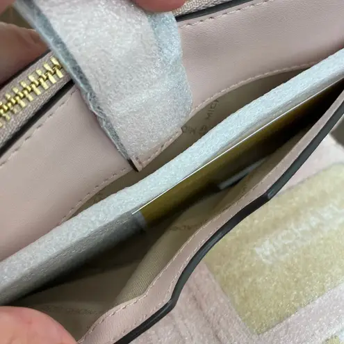 Michael Kors Signature Powder Blush Jet Set Large Double Zip Wristlet Pink