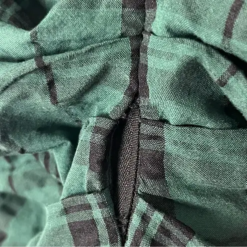 Tanya Taylor Emmaline Green Black Plaid Puff Sleeves Back Pleating Mini Dress 2