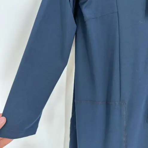 NWT Sun Kim Dark Teal Full Zip Blue London Tunic Dress Size XS Bubble Hem