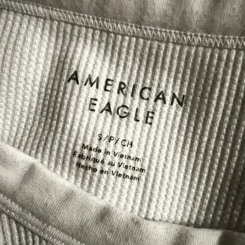 American Eagle Hey Baby Waffle Short Sleeve Tee Shirt Small Women’s Cream White