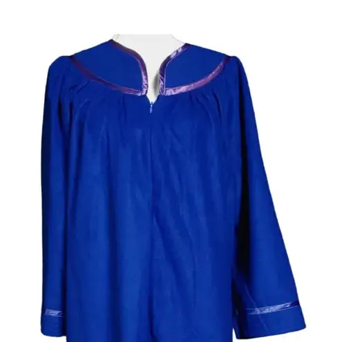 Adonna Vintage Robe Housecoat Blue Size Medium Full Length Zip Pocket Duster