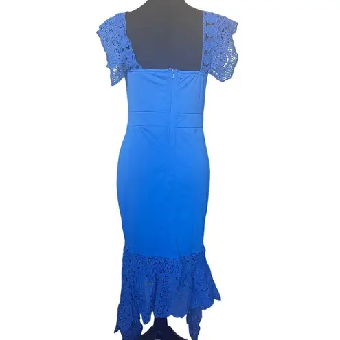 None Royal Blue Sleeveless Dress with Lace to shoulders and base of dress *Never Worn