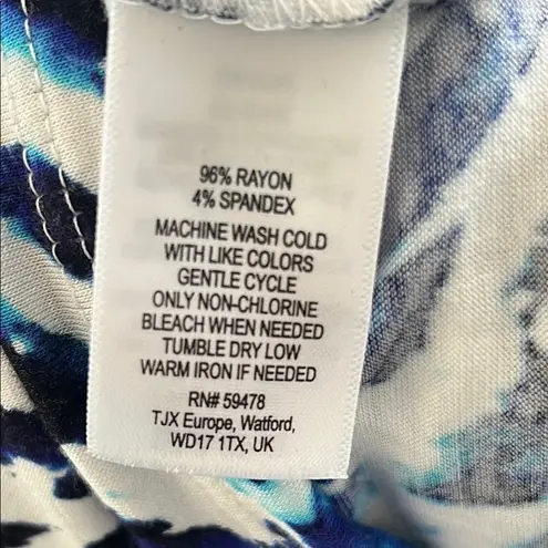 Kenar Blue and White Slip Midi Dress with Spaghetti Straps