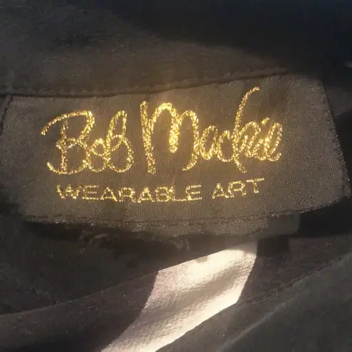 Bob Mackie Wearable Art 100% Silk Blouse M Animal Zebra Print LS Button Up Artsy