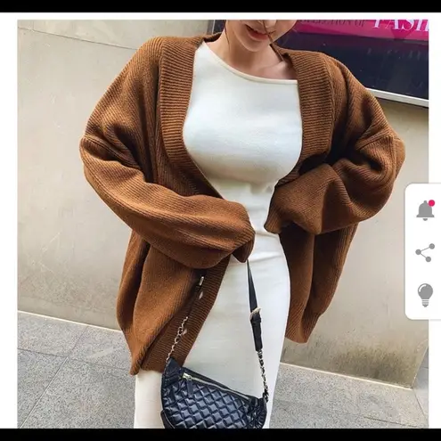 YesStyle LipHop Oversized Cardigan in Brown