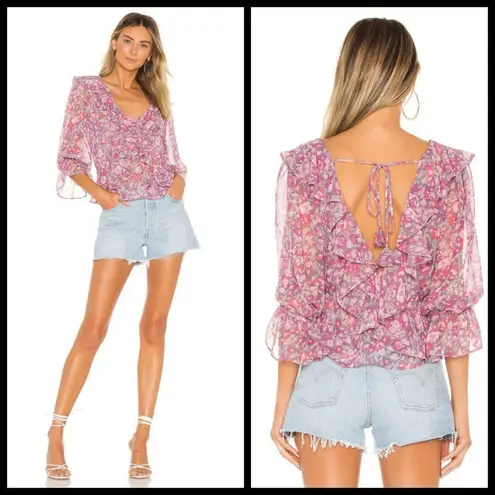 MISA Los Angeles ππ Lilyanna Top ~ Lilac Floral Print Medium M NWT
