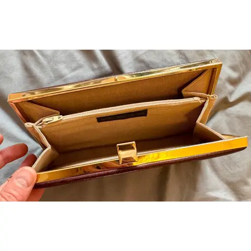 Shirl Miller Vintage Leather Clutch Purse Handbag Brown