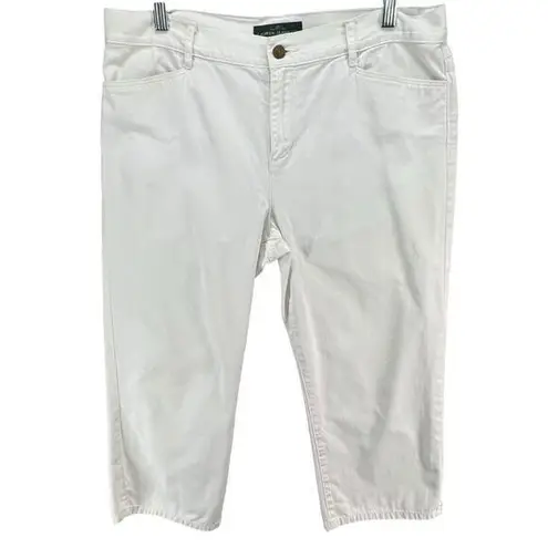 Ralph Lauren LRL Jeans Womens 10 White Denim Classic Midcalf Crop Nautical Beach