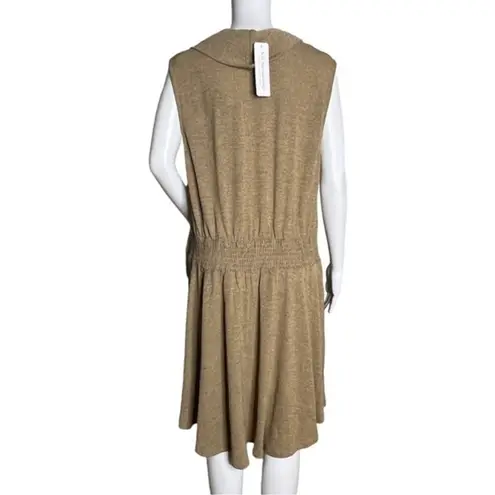 Soft Surroundings Dress Womens Large Petite Tan Kerry Cowl Neck Casual Neutral
