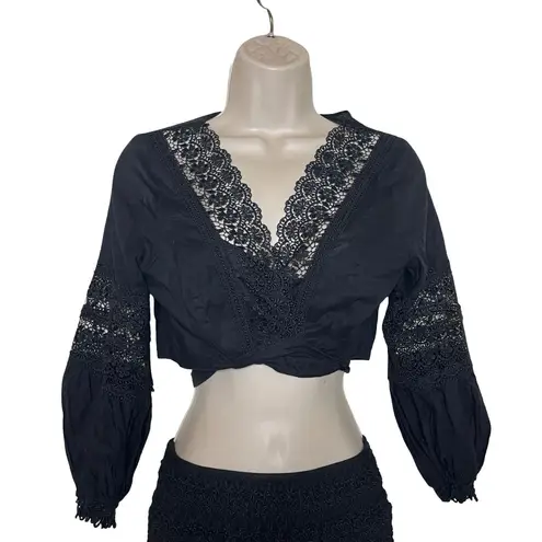 CHARO RUIZ IBIZA Vania Blouse and Fleur Mini Skirt Set in Black Sz S