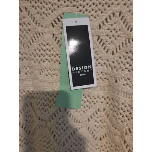 Design History Sweater Cream Crochet Petite Large Pullover Scalloped Neck - Image 4