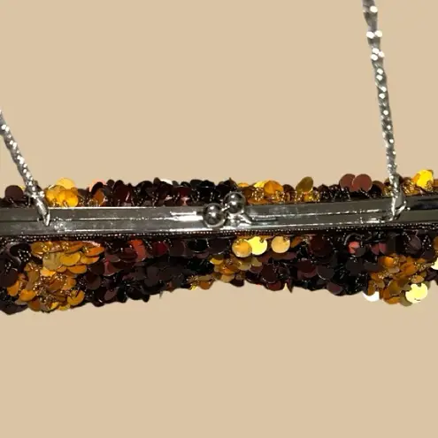 Sequin Evening Clutch in Gold and Brown