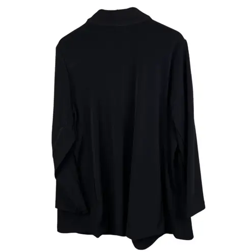 Susan Graver Solid Black LK Fusion Revere Collar Blazer Women's Size 3X Stretch