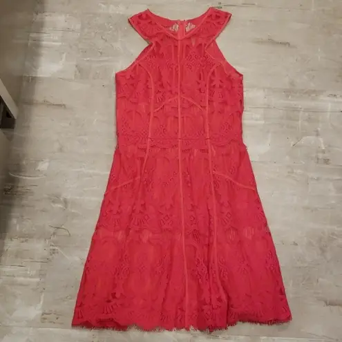 Adelyn Rae 💕💕 Coral Lace Fit & Flare Mini Dress