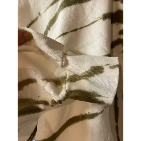 Good American NWT  Cropped Sweatshirt 2X Cream Green Tie Dye Fleece Crewneck Knit