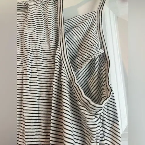 Mossimo Striped Tank Top Ruffle Hem Sleeveless Casual Summer Top Size S White