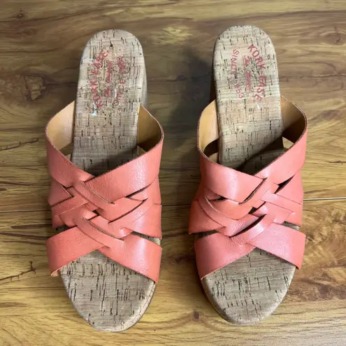 Kork-Ease Charis Size 9 Leather Woven Platform Block Heel Sandals Orange Kerela