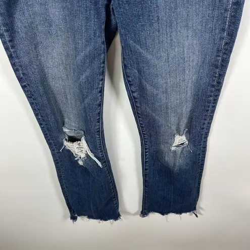 Mother The Insider Crop Step Chew Distressed Denim Jeans in Dancing on Coals 24 Blue