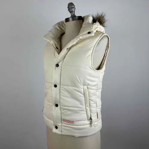 Burton Ivory Sleeveless Hooded Button Up Puffer Vest Size Medium