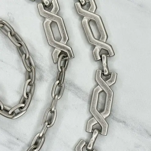 The Bar Silver Tone Metal Chain Link Belt OS One Size