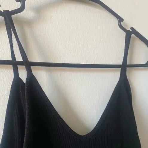 American Eagle Cami Bodysuit in Fancy Rib in Black