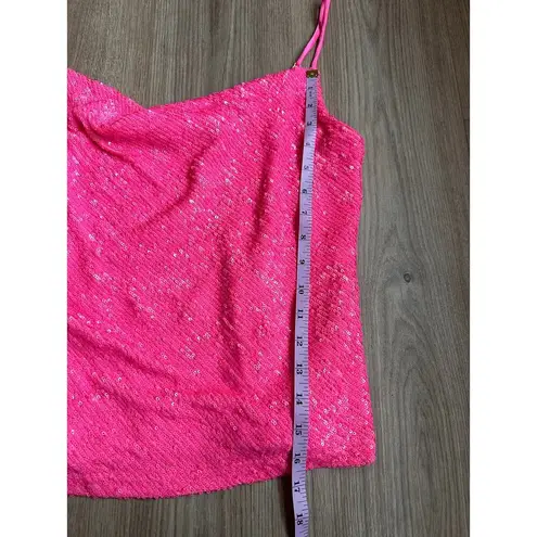 Generation Love Monet Cowl Neck Sequin Sparkle Embellished Hot Pink Tank Top XS