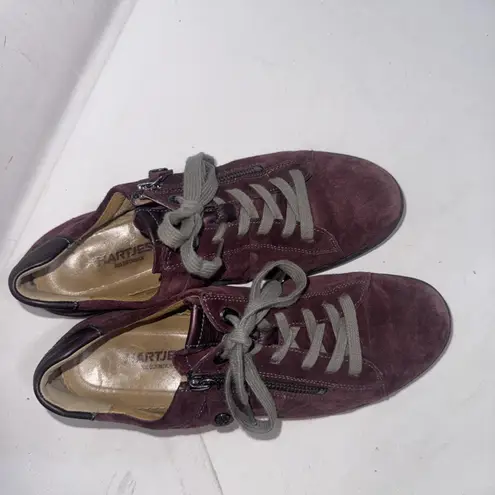 Hartjes Phil Sneakers Eggplant Suede Walking Minimalist Comfort Shoes Sz 5 Red