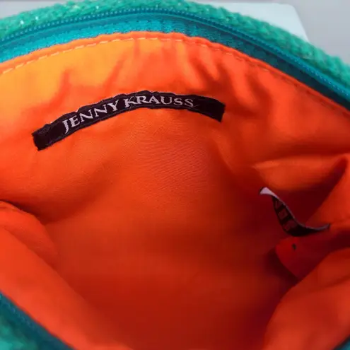 Jenny Krauss Embroidered Monogrammed Cursive D Zippered Pouch Green