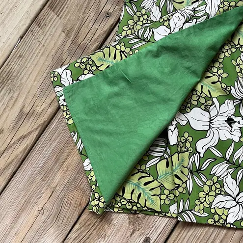 Charter Club Vintage Green And White Tropical Print Wrap Skirt Size 6