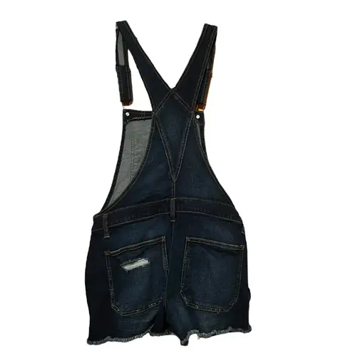 No Boundaries  Overalls Shorts Womens Medium Dark Wash Cut Off Distressed Denim