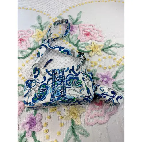Vera Bradley Quilted Crossbody Bag Floral Blue White Green Matching Pouch
