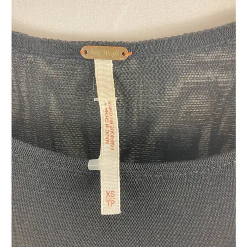 Free People  Lace and Mesh Ruffle Bottom Dress XS