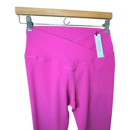 Anna & Ava NWT Active Crossover High-Waist Ribbed Leggings Pink Fuchsia Medium