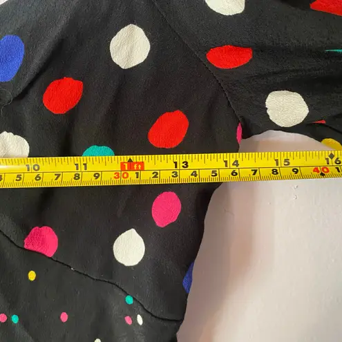 RIXO Target Black Colorful Polkadot Puff Sleeve Long Sleeve Mini Dress Women's 2