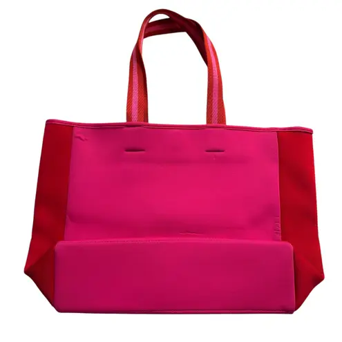 Summersalt Neoprene Beach Tote Hibiscus Lava Colorblock Pink Red Large Bag
