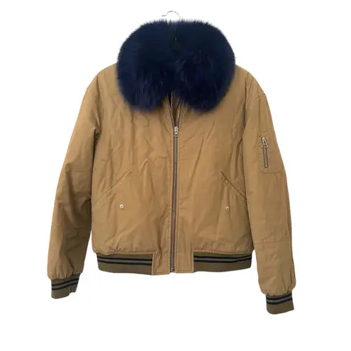 YVES SALOMON ARMY Fox Lined Khaki Parka Green Sz 38 Size M