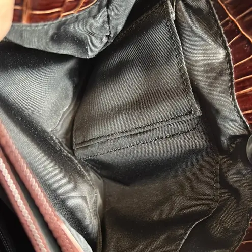 Bisou Bisou Brown Textured Shoulder Bag with Metallic Accents