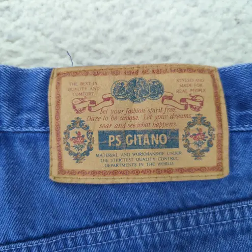 Vintage Gitano Denim High Rise Shorts Button Fly Womens 14 Relaxed Midi Mom Dad Blue
