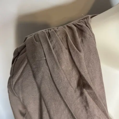 Bobi NWT Front Knot Crop Top SMALL Earth Brown Long Sleeve Jersey Knit Casual