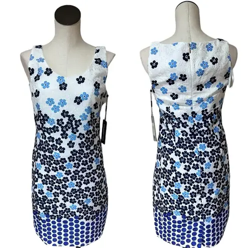 Karl Lagerfeld NWT  All Over Print Dress Floral White Blue