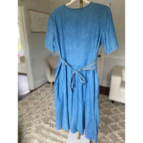 Vintage Friday Wear 100 Cotton Vest Embroidered Cottagecore Boho Prairie Western Blue Size 12