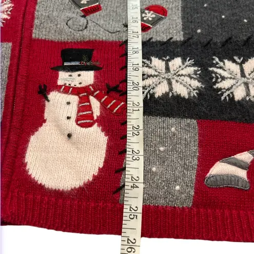 Croft & Barrow Vintage  Ugly Christmas Sweater Patchwork XL Embroidery Snowman‎