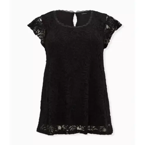 TORRID BLACK LACE CAP SLEEVE‎ FRONT BLOUSE TOP SIZE 4 (4X) Holiday Party New NWT thumbnail 2