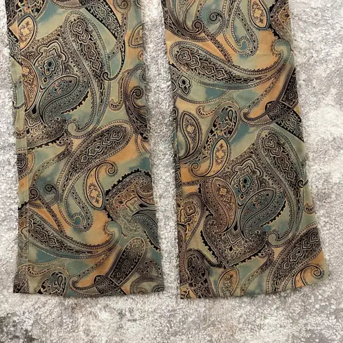 TALUSA ROSE Vintage 90s Tan Blue Paisley Dropped Waist Low Rise Wide Leg Pants Multiple