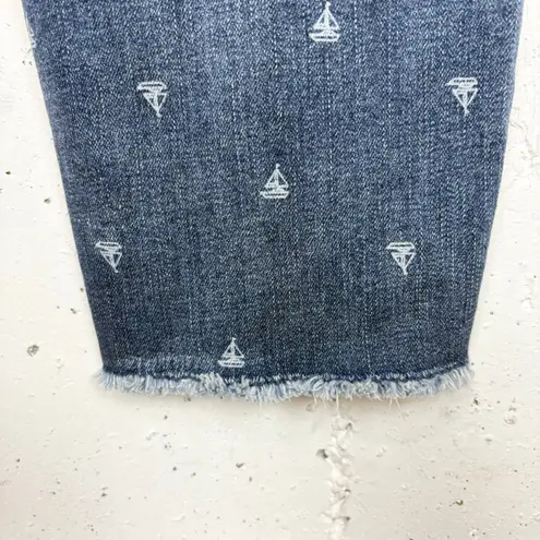 Tribal Jeans Womens Audrey Mid Rise Ankle Jegging Denim Jeans Sailboat Print 2 Blue