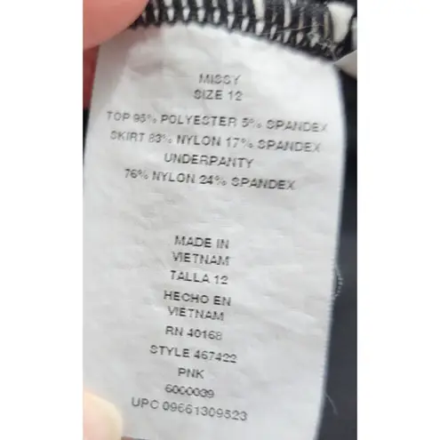 Slimshaper For All Tankini Swimsuit Skirt Set Floral Print Ruched 12 Black