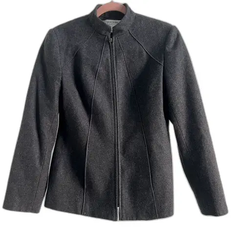 Harvé Benard Harve Benard Black Wool Zip Up Jacket Women’s Size 6 Classic Fitted Chic Layer
